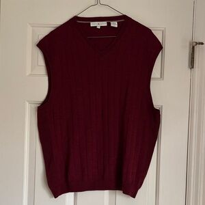 Joseph Abboud V-Neck Auburn Sweater Vest, Large